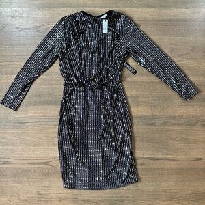 NEW New York & Company Black/Silver Glitter/Sparkly Dress-Size Medium